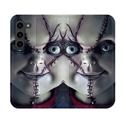Housse Cuir Portefeuille Pour Samsung Galaxy S23 Horreur Chucky Cicatrice