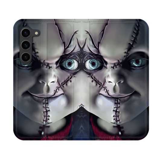 Housse Cuir Portefeuille Pour Samsung Galaxy S23 Horreur Chucky Cicatrice