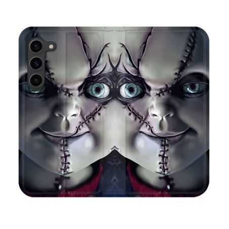 Housse Cuir Portefeuille Pour Samsung Galaxy S23 Horreur Chucky Cicatrice