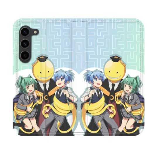 Housse Cuir Portefeuille Pour Samsung Galaxy S23 Manga Assassination Classroom Kuro Trio