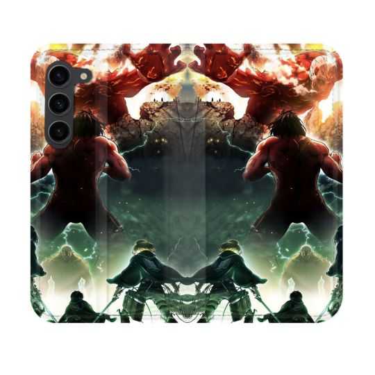 Housse Cuir Portefeuille Pour Samsung Galaxy S23 Manga Attaque Titans Combat