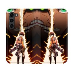 Housse Cuir Portefeuille Pour Samsung Galaxy S23 Manga Attaque Titans Eren Eclair