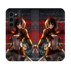 Housse Cuir Portefeuille Pour Samsung Galaxy S23 Manga Attaque Titans Mikasa