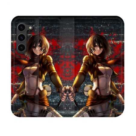 Housse Cuir Portefeuille Pour Samsung Galaxy S23 Manga Attaque Titans Mikasa