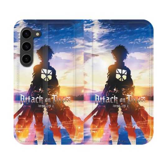 Housse Cuir Portefeuille Pour Samsung Galaxy S23 Manga Attaque Titans Soleil