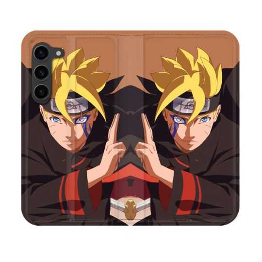 Housse Cuir Portefeuille Pour Samsung Galaxy S23 Manga Boruto Signe
