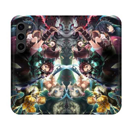 Housse Cuir Portefeuille Pour Samsung Galaxy S23 Manga Demon Slayer Groupe