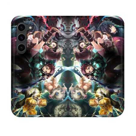 Housse Cuir Portefeuille Pour Samsung Galaxy S23 Manga Demon Slayer Groupe