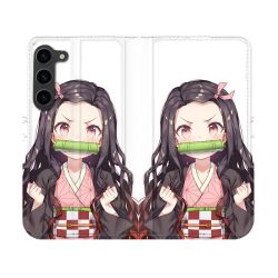 Housse Cuir Portefeuille Pour Samsung Galaxy S23 Manga Demon Slayer Nezuko