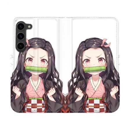Housse Cuir Portefeuille Pour Samsung Galaxy S23 Manga Demon Slayer Nezuko