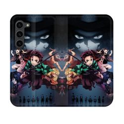 Housse Cuir Portefeuille Pour Samsung Galaxy S23 Manga Demon Slayer Noir