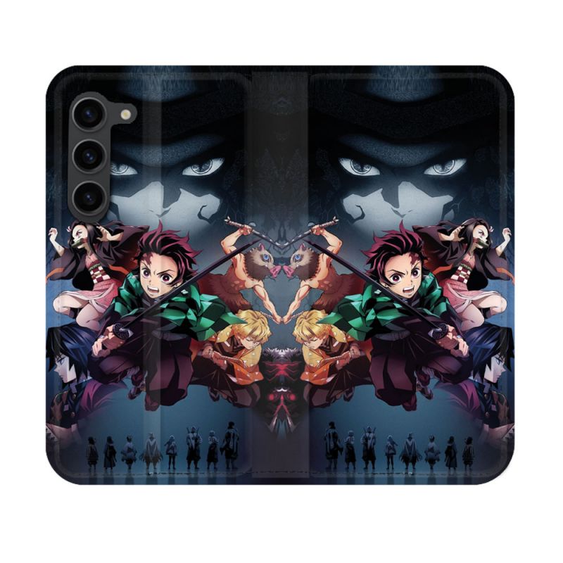Housse Cuir Portefeuille Pour Samsung Galaxy S23 Manga Demon Slayer Noir