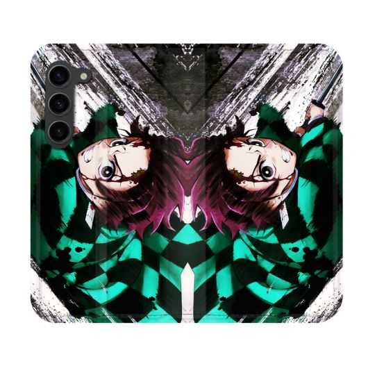 Housse Cuir Portefeuille Pour Samsung Galaxy S23 Manga Demon Slayer Tanjiro