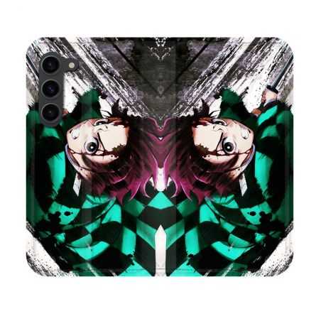 Housse Cuir Portefeuille Pour Samsung Galaxy S23 Manga Demon Slayer Tanjiro