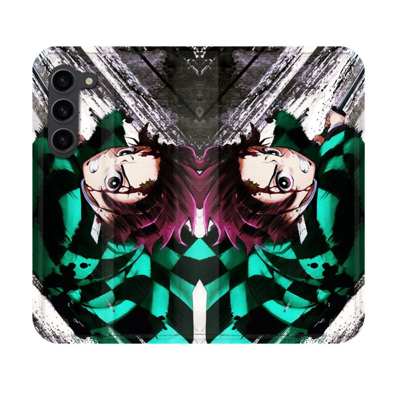 Housse Cuir Portefeuille Pour Samsung Galaxy S23 Manga Demon Slayer Tanjiro