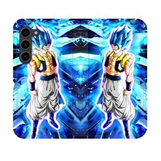 Housse Cuir Portefeuille Pour Samsung Galaxy S23 Manga Dragon Ball Gogeta Lumiere
