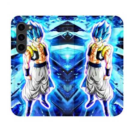 Housse Cuir Portefeuille Pour Samsung Galaxy S23 Manga Dragon Ball Gogeta Lumiere