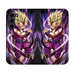 Housse Cuir Portefeuille Pour Samsung Galaxy S23 Manga Dragon Ball Sangohan Violet