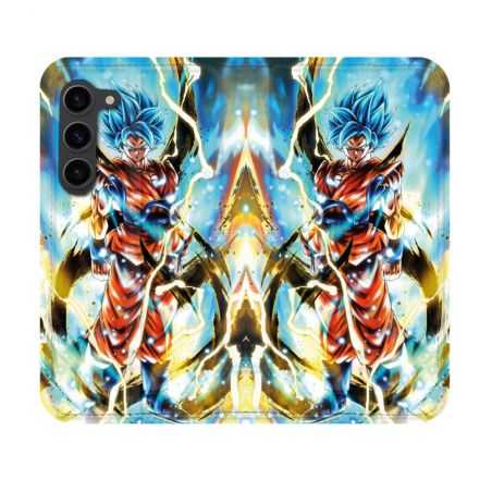 Housse Cuir Portefeuille Pour Samsung Galaxy S23 Manga Dragon Ball Sangoku Blanc