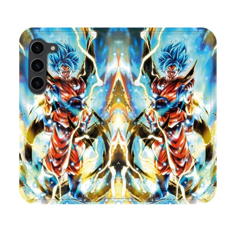 Housse Cuir Portefeuille Pour Samsung Galaxy S23 Manga Dragon Ball Sangoku Blanc
