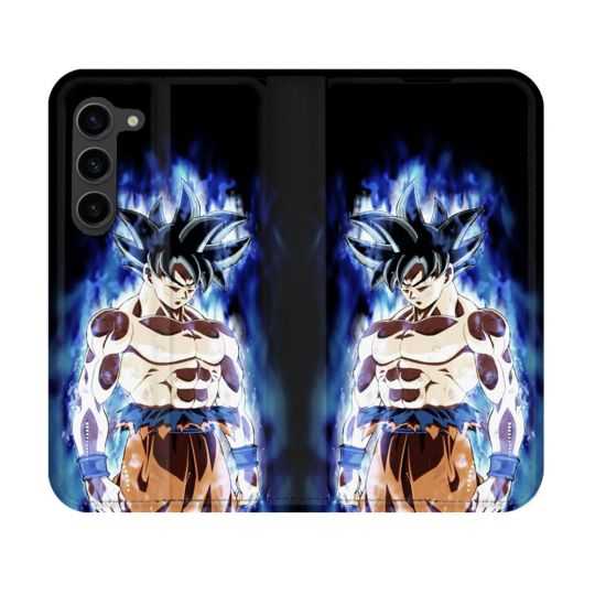Housse Cuir Portefeuille Pour Samsung Galaxy S23 Manga Dragon Ball Sangoku Noir