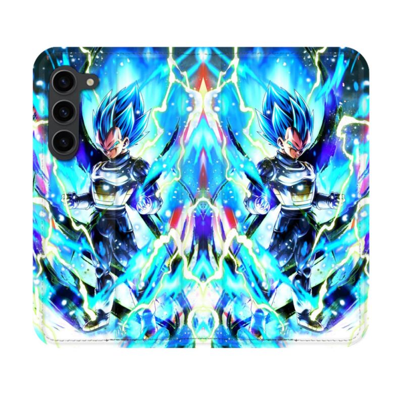 Housse Cuir Portefeuille Pour Samsung Galaxy S23 Manga Dragon Ball Vegeta Bleu