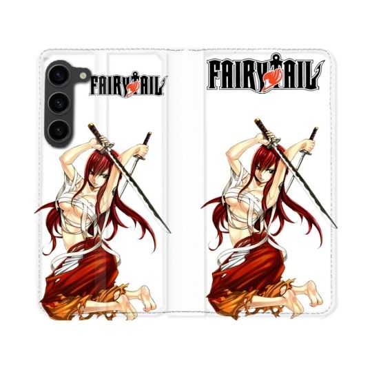 Housse Cuir Portefeuille Pour Samsung Galaxy S23 Manga Fairy Tail Erza