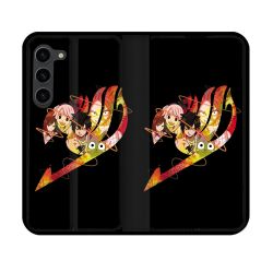 Housse Cuir Portefeuille Pour Samsung Galaxy S23 Manga Fairy Tail Logo Noir
