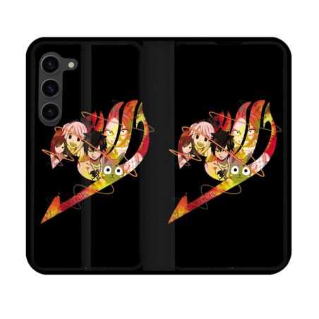 Housse Cuir Portefeuille Pour Samsung Galaxy S23 Manga Fairy Tail Logo Noir