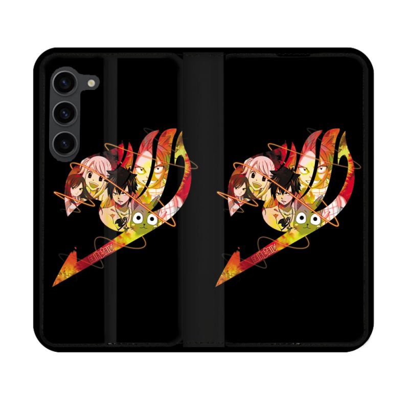 Housse Cuir Portefeuille Pour Samsung Galaxy S23 Manga Fairy Tail Logo Noir