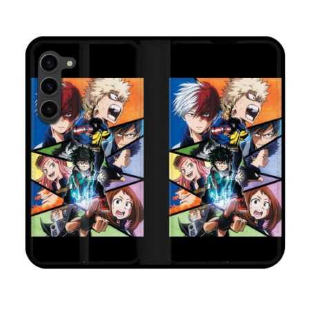 Housse Cuir Portefeuille Pour Samsung Galaxy S23 Manga My Hero Academia Noir