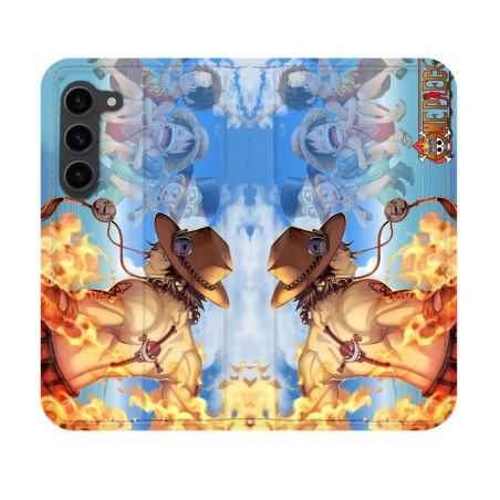 Housse Cuir Portefeuille Pour Samsung Galaxy S23 Manga One Piece Ace Color