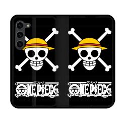 Housse Cuir Portefeuille Pour Samsung Galaxy S23 Manga One Piece Tete de Mort