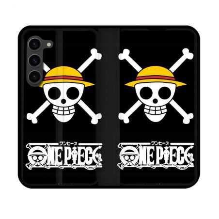 Housse Cuir Portefeuille Pour Samsung Galaxy S23 Manga One Piece Tete de Mort