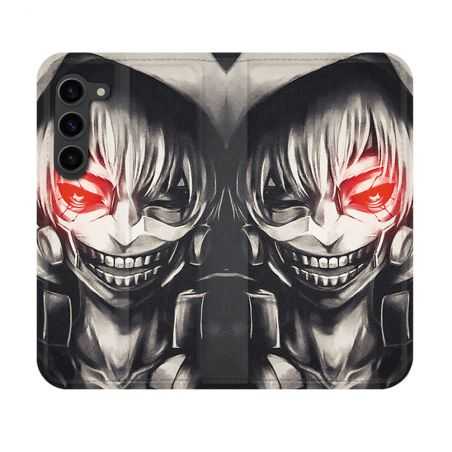 Housse Cuir Portefeuille Pour Samsung Galaxy S23 Manga Tokyo Ghoul Kaneki Noir