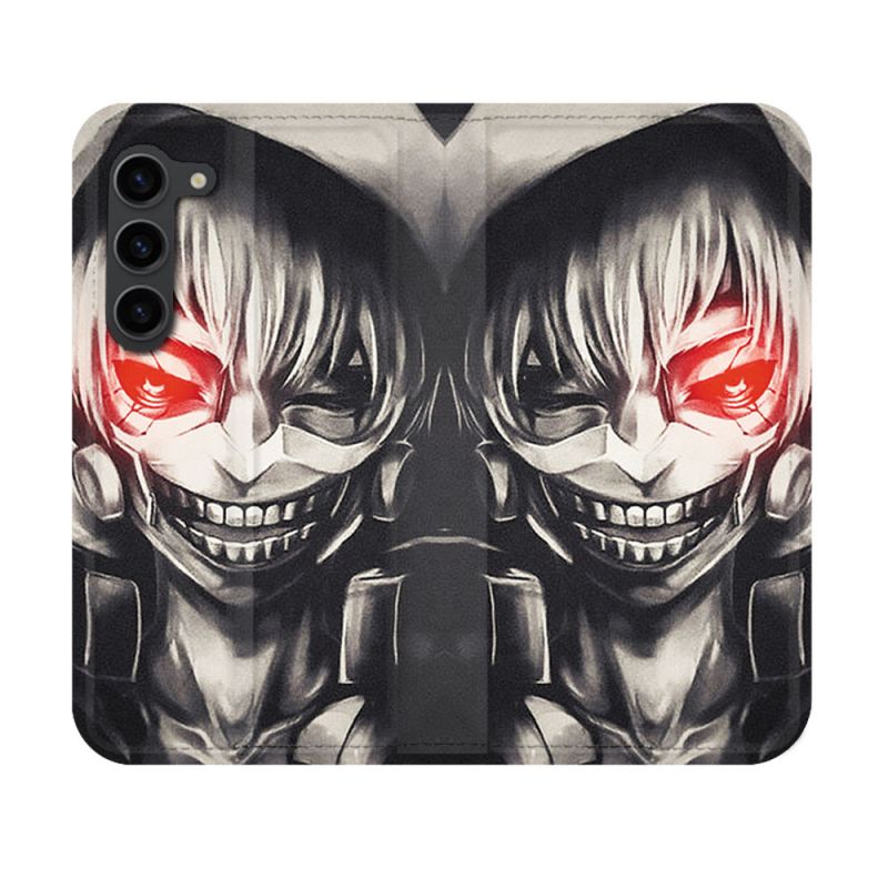 Housse Cuir Portefeuille Pour Samsung Galaxy S23 Manga Tokyo Ghoul Kaneki Noir