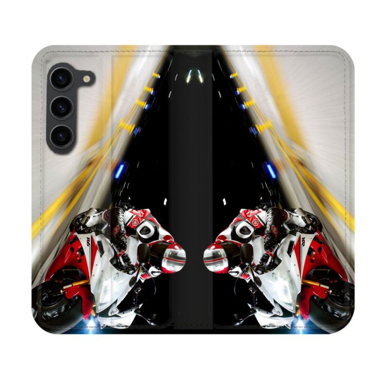 Housse Cuir Portefeuille Pour Samsung Galaxy S23 Moto Course GP R6