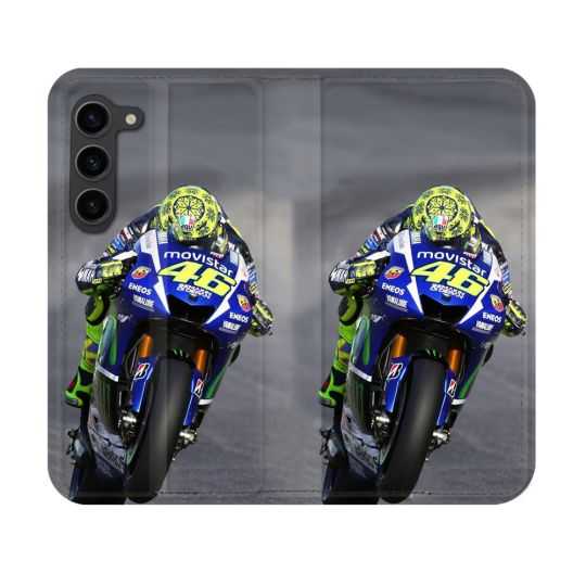 Housse Cuir Portefeuille Pour Samsung Galaxy S23 Moto Course GP Wheeling 46