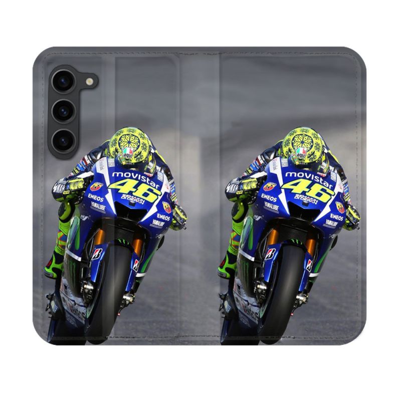Housse Cuir Portefeuille Pour Samsung Galaxy S23 Moto Course GP Wheeling 46