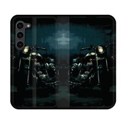 Housse Cuir Portefeuille Pour Samsung Galaxy S23 Moto Harley Vintage