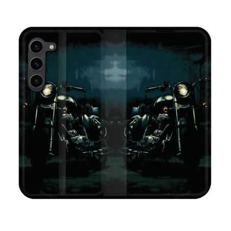 Housse Cuir Portefeuille Pour Samsung Galaxy S23 Moto Harley Vintage