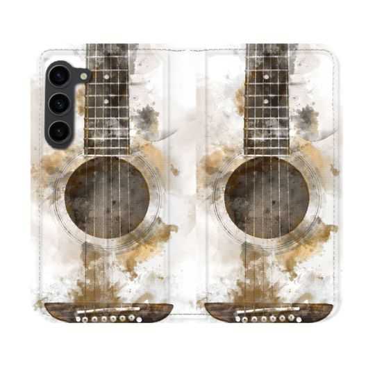 Housse Cuir Portefeuille Pour Samsung Galaxy S23 Musique Guitare Tag