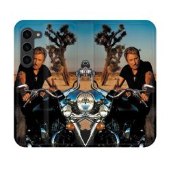 Housse Cuir Portefeuille Pour Samsung Galaxy S23 Musique Johnny Hallyday Moto