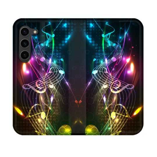 Housse Cuir Portefeuille Pour Samsung Galaxy S23 Musique Partition Multicolore