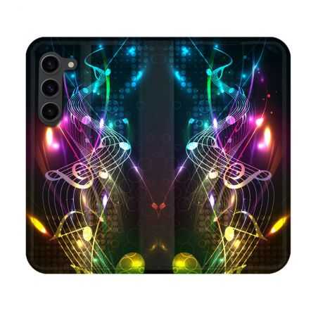 Housse Cuir Portefeuille Pour Samsung Galaxy S23 Musique Partition Multicolore