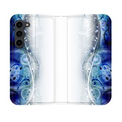 Housse Cuir Portefeuille Pour Samsung Galaxy S23 Musique Partition Vague