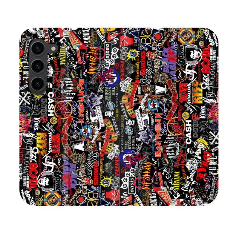 Housse Cuir Portefeuille Pour Samsung Galaxy S23 Musique Rock Groupe