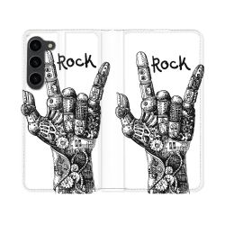 Housse Cuir Portefeuille Pour Samsung Galaxy S23 Musique Rock Main
