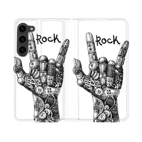Housse Cuir Portefeuille Pour Samsung Galaxy S23 Musique Rock Main