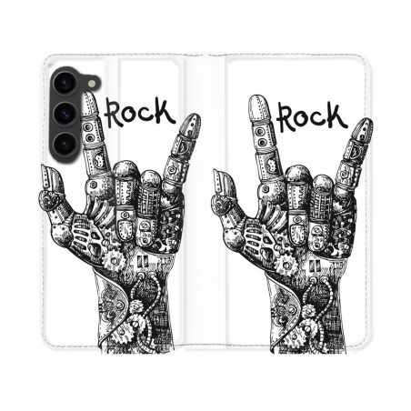 Housse Cuir Portefeuille Pour Samsung Galaxy S23 Musique Rock Main